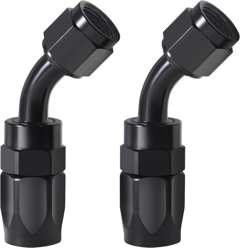 SDZONGES 6AN Fitting, 2PCS 6AN Hose End Fittings, 6 AN 45 Degree Fittings for CPE Braided Hose(Black). - Image 1